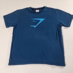 Gymshark Shirt Mens Medium Blue Short Sleeve Crew Neck Workout Running Gym